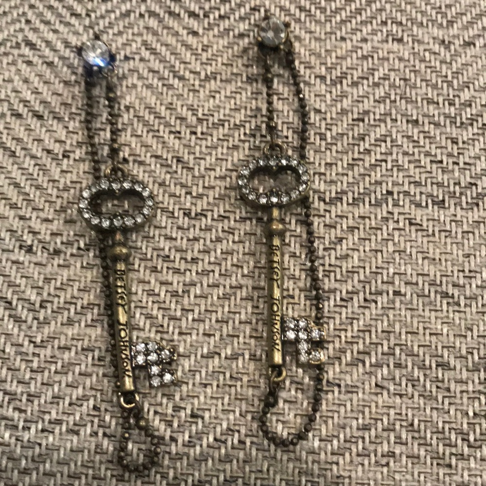Betsy Johnson key sparkle gold tone Earrings